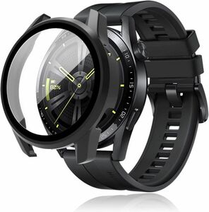 HUAWEI ファーウェイ WATCH GT3 46mm 用 ケース ガラスフィルム 一体型 保護カバー 全面保護 高透過率 衝撃吸収 超薄型 装着簡単 E448