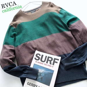 【RVCA ルーカ / カリフォルニア】ロンハーマン取扱ブランド◎ コットンニット マルチボーダー セーター Lサイズ!!