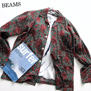 【BEAMS ビームス】ペイズリー 総柄 オープンカラーシャツ オーバーサイズ!! （バティック 開衿シャツ 大きいサイズ）