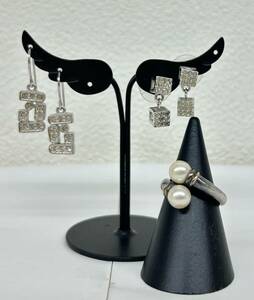 【IK-27693】アクセサリー おまとめ Swarovski スワロフスキー ピアス クリスタル パール リング Star K14 SV925 シルバー 金 リング4.4g