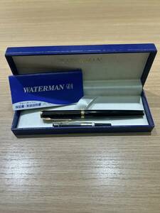 【IYN-4651】 1円～ WATERMAN ウォーターマン 万年筆 ペン先 18K 750 太さF 箱付 文房具 筆記用具 18金 ゴールド ブラック 保管品