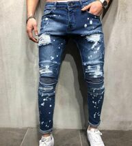 CHQ583#メンズジーンズ デニムパンツ チノパン ビンテージ クラッシュ ロングパンツ 細身 スキニー ストレッチ Ｓ-4XL_画像1