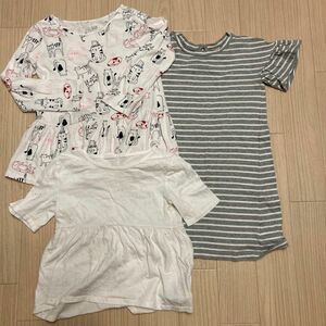 GAP KIDS ワンピース　チュニック　フリル　女の子　ガール　110cm 春夏　ボーダー　猫　キラキラ　 子供服　３枚まとめ