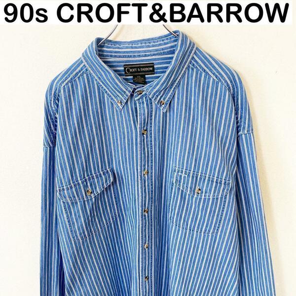 90s CROFT&BARROW ストライプ　シャツ　長袖　古着　アメカジ