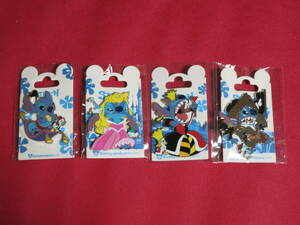 Stitch Pins DLP Paris Disney パリディズニー　ピンバッジ　スティッチ　アラジン　オーロラ　ハートの女王　パイレーツ　海賊