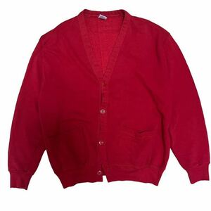 [ rare ]JERZEEZ cardigan 90s plain red sepapoke sweat cardigan L size corresponding 