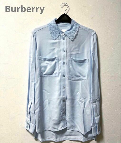 Burberry レース襟　シャツ　ライトブルー　 長袖 長袖シャツ BLUE