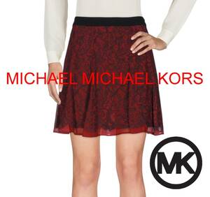 MICHAEL MICHAEL KORS マイケルコース ミニスカート ボルドー 黒 ブラック レース柄 シフォン