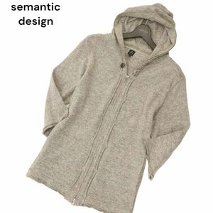 semantic design セマンティック デザイン 春夏 カットオフ★ 7分袖 ジップ ニット フーディー パーカー Sz.LL　メンズ　C4T02637_3#J