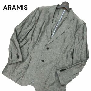 ARAMIS アラミス 春夏 麻リネン混★ アンコン テーラード ジャケット Sz.LL　メンズ グレー 大きいサイズ　C4T02671_3#M