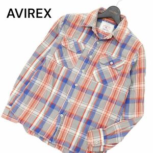 AVIREX アヴィレックス 通年 フランネル★ 長袖 ワーク チェック シャツ Sz.S　メンズ　C4T02847_3#C