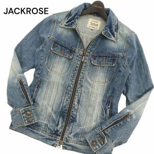 JACKROSE ジャックローズ 通年 ダメージ加工★ ダブルジップ デニム ジャケット Gジャン Sz.4　メンズ　C4T02837_3#O