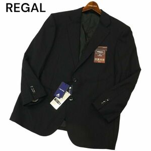 【新品 未使用】 REGAL リーガル 通年 総裏 撥水 消臭 ストライプ★ ストレッチ テーラード ジャケット Sz.96BE4　メンズ 黒　C4T02947_3#O