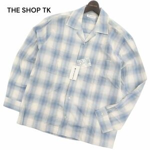 【新品 未使用】 THE SHOP TK タケオキクチ 通年 開襟 長袖 オンブレ チェック シャツ Sz.L　メンズ　C4T02860_3#C