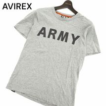 AVIREX アヴィレックス 春夏 プリント★ 半袖 ストレッチ カットソー Tシャツ Sz.L　メンズ グレー　C4T03156_4#D_画像1