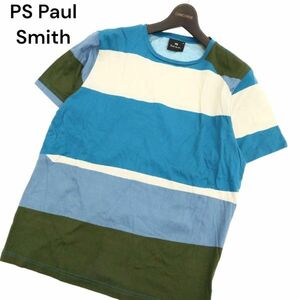 22SS★ PS Paul Smith ポールスミス 春夏 ボーダー デザイン★ 半袖 ストレッチ カットソー Tシャツ Sz.M　メンズ 日本製　C4T03157_4#D