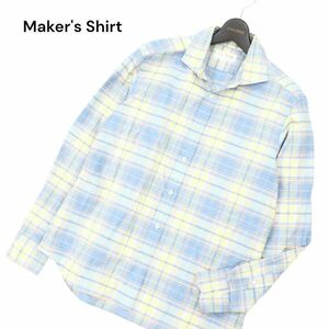 Maker's Shirt メーカーズシャツ 鎌倉 麻 リネン★ 長袖 チェック シャツ Sz.41　メンズ 日本製 大きいサイズ　C4T03130_4#A