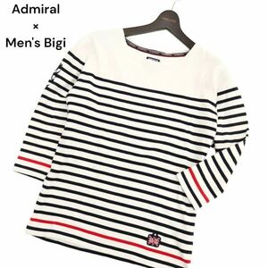 Admiral × Men's Bigi アドミラル × メンズビギ ユニオンジャック★ ボーダー 7分袖 カットソー Tシャツ Sz.2　メンズ　C4T03115_4#D