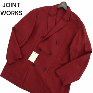 【新品 未使用】 JOINT WORKS 通年 ルーズシルエット ツイル ダブル ブレスト テーラード ジャケット Sz.L　メンズ　C4T03206_4#O