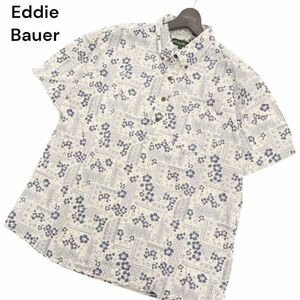 Eddie Bauer エディーバウアー 春夏 花柄 フラワー総柄★ 半袖 ボタンダウン シャツ Sz.M　メンズ アウトドア　C4T03360_4#A