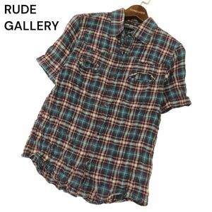 RUDE GALLERY ルードギャラリー 春夏 半袖 ウエスタン チェック★ シャツ Sz.2　メンズ 日本製　C4T03383_4#A