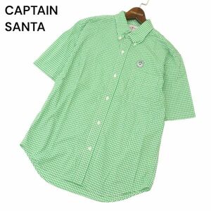 CAPTAIN SANTA キャプテンサンタ 春夏 ロゴ刺繍★ 半袖 ボタンダウン ギンガム チェック シャツ Sz.M　メンズ 日本製　C4T03377_4#A