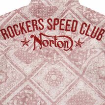 【新品 未使用】 Norton ノートン 麻 リネン ロゴ刺繍 接触冷感 裏バンダナ 6分袖 ウエスタン シャツ Sz.M　メンズ バイク　C4T03443_4#A_画像6