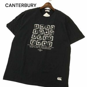 未使用★ CANTERBURY カンタベリー 春夏 ロゴ プリント 半袖 カットソー Tシャツ Sz.XL　メンズ 黒 大きいサイズ ラグビー　C4T03506_4#D