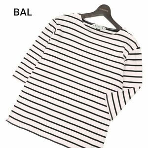 BAL bar reality hole Chrono -m spring summer embroidery * 7 minute sleeve border cut and sewn T-shirt Sz.L men's made in Japan C4T03541_4#D