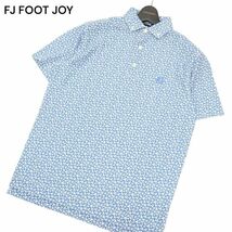 FJ FOOT JOY フットジョイ ロゴ刺繍★ 花 フローラルプリント 半袖 ボタンダウン ライル ポロシャツ Sz.L　メンズ ゴルフ　C4T03631_4#A_画像1