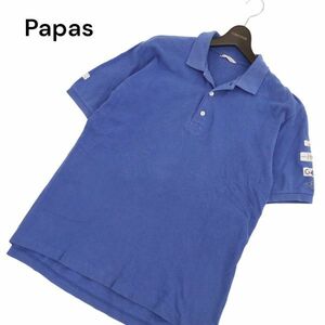 Papas パパス 春夏 ゆったり♪ GOLF ゴルフ ワッペン★ 半袖 鹿の子 ポロシャツ Sz.M　メンズ　C4T03655_4#A