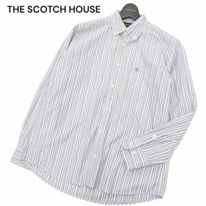 THE SCOTCH HOUSE スコッチハウス 通年 ロゴ刺繍★ 長袖 ボタンダウン ストライプ シャツ Sz.M　メンズ　C4T03612_4#C