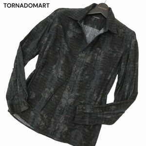 TORNADOMART トルネードマート 通年 花柄 フラワー総柄★ 長袖 スリム シャツ Sz.L　メンズ 日本製　C4T03629_4#C