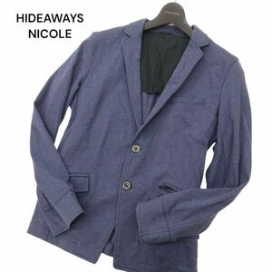 HIDEAWAYS NICOLE ハイダウェイ ニコル 通年 背抜き 裏地ドット★ 2B ソフト テーラード ジャケット Sz.46　メンズ ネイビー　C4T03617_4#O