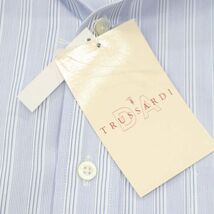 【新品 未使用】 TRUSSARDI トラサルディ 通年 胸ポケット 長袖 ストライプ シャツ Sz.40-82　メンズ 日本製　C4T03652_4#C_画像5
