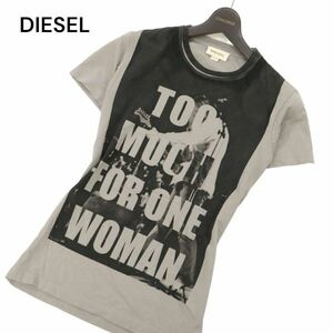 DIESEL ディーゼル 春夏 TOO MUCH FOR ONE WOMAN★ スカル ロゴ プリント 半袖 カットソー Tシャツ Sz.XS　メンズ グレー　C4T03720_4#D