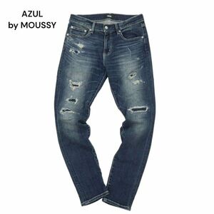 AZUL by MOUSSY アズール マウジー 通年 ダメージ&リペア加工★ ストレッチ スキニー デニム パンツ ジーンズ Sz.L　メンズ　C4B01819_4#R