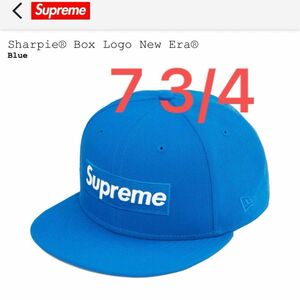 supreme Sharpie Box Logo New Era ブルー　7 3/4