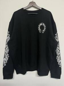 【入手困難】 CHROME HEARTS クロムハーツ 黒 ブラック スウェット トレーナー クルーネック ホースシュー フローラル XL 美品 希少 レア