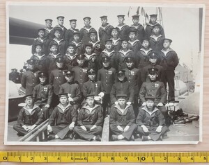 日本軍　写真　1枚　戦艦　金剛　集合写真　士官　艦砲　昭和十四年頃　海軍　軍艦　戦前　古写真