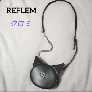 REFLEM Kuromi pochette ref Lem black mi collaboration shoulder bag chain fake leather sanriosakoshu party bag synthetic leather 