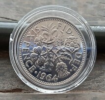 ゴルフボールマーカー幸せのシックスペンス ラッキー6ペンス 英国コイン アンチークイギリスコイン美品です 本物 19.5mm 2.8gram _画像2