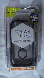 ELECOM iPhone 13 mini TOUGH SLIM LITE フレームカラーネイビー リング付 全周配置独自設計エアクッション衝撃吸収 背面高硬度8H特殊樹脂