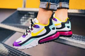 超希少！掲載モデル！即完売品！激レアカラー！お洒落！カッコイイ！★NIKEナイキ AIRMAX 270 REACT！ゴールデンサイズ26.5㎝！★