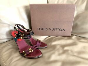 激レア◆コレクションライン◆美品 最高級LOUIS VUITTON ルイヴィトン 春夏 サンダル 靴 ヒール サイズ23.5cm 36.5レディース 保存箱希少赤