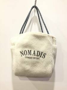 NOMADIS ノマディス ボアトートバッグ ハンドバッグ ロゴプリント アイボリー