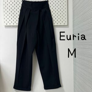 レディースパンツ　Euria 黒　M ブラック　マジックテープ　ボトムス　 スラックス ワイドパンツ