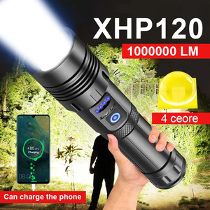 最も強力なLED懐中電灯 スーパーXHP120 XHP90ハイパワートーチライト 充電式 戦術懐中電灯18650 USBキャンプランプ