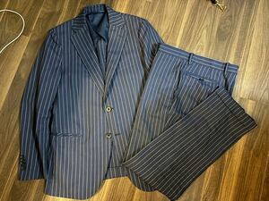 ストライプ　ネイビー　紺　スーツ　NOLLEY'S LIGHT ノーリーズライト　46 44 M L vitale barberis canonico 