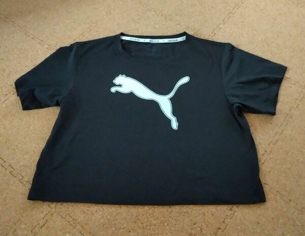 ショート丈Tシャツ 半袖 半袖Tシャツ ブラック トップス プリント　PUMA　プーマ　